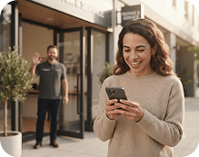 Customer checking earned reward points on a phone